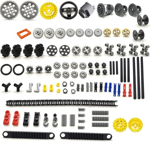 Image of SEEMEY Lastest Differential (2022 Version) Gear and Axle Parts Set Compatible with Lego Technic Parts, DIY moc Gears Chain lnks Pins Axles Differential Assortment 123Pcs Pack (Random Color)