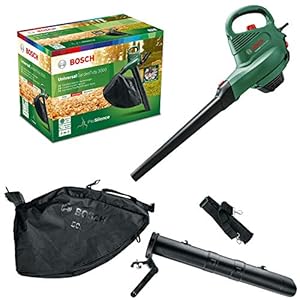 Bosch Electric Leaf Blower and Vacuum UniversalGardenTidy 3000 (3000 W, collection bag 50 l,variable speed,for blowing, vacuuming shredding leaves, Weight: 4.7 kg, in carton packaging)