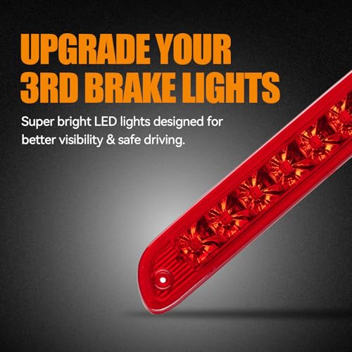 Image of Third 3rd Brake Light LED for 2001-2007 Ford Escape, High Mount Rear Brake Lights Assembly for 05 06 07 Mercury Mariner, Waterproof Center Cab Lamp Stop Light (Red)