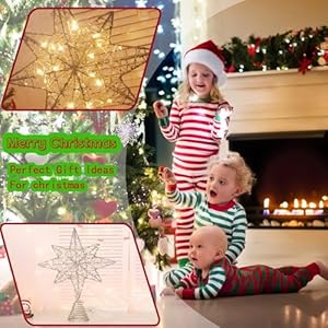 Christmas Star Tree Topper 3D Geometric Star Plugged Decorative Treetop Star with LED Metal Hollow Designed Tree-top Star for Festive Christmas Decor Holiday Ornament (Eight Point) Christmas Star Tree Topper 3D Geometric Star Plugged Decorative Treetop Star with LED Metal Hollow Designed Tree top Star for Festive Christmas Decor Holiday Ornament Eight Point