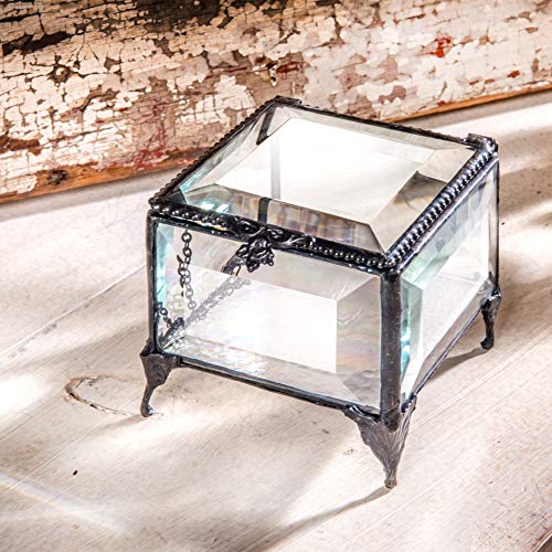 Clear Glass Box Decorative Jewelry Display Ring Bracelet Earring Storage Organizer Keepsake Gift For Mom Daughter, Sister Friend Wife J Devlin Box 326 #TOP1