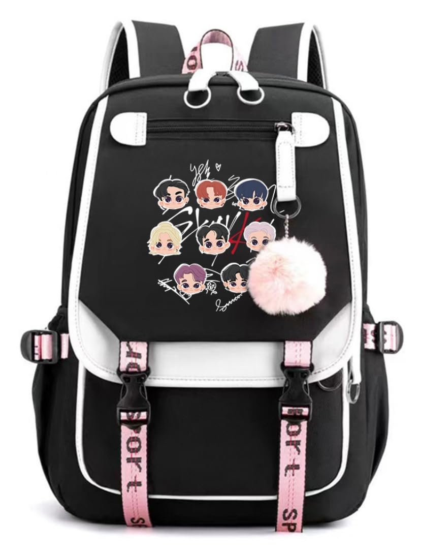 Stray Backpack Korean Casual Daypack Laptop Bag College Bag Unisex Black 32cm*15cm*45cm