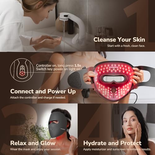 Image of JOVS LED Light Therapy Face Mask, Wireless Red Light Therapy Mask for Face, Portable Skin Care Beauty Device Intelligent Beauty Solution at Home Use, 4 Modes for Visible Results