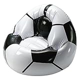 elasto form Aufblasbarer Sessel Fußball Coach mit Getränkehalterung für 2 Getränke | Luftsessel für Kinder max. 35 kg Ideales Fußball-Geschenk für Kinder (schwarz/Weiss)
