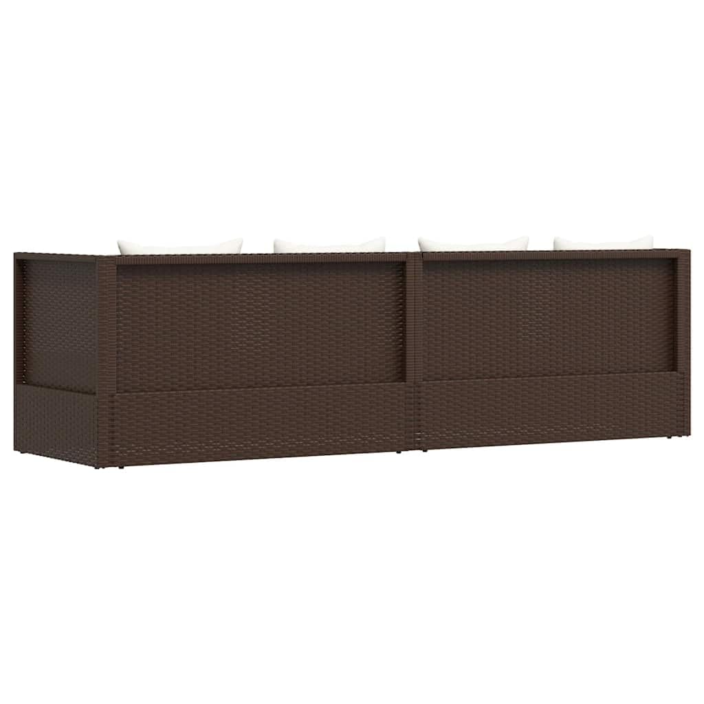 vidaXL Tumbona Sofá de Jardín con Cojines Sillón Silla Patio Exterior Aire Libre Balcón Asiento Decoración Mueble Comedor Restaurante Ratán Sintético Marrón