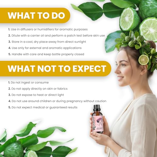 Image of Romyco Bergamot Essential Oil 15ml for Stress Relief Mood Uplift Relaxation Massage & Self-Care | Citrus Aromatherapy Diffuser | Pure Premium Natural Undiluted