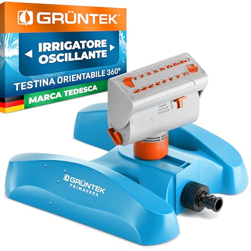 GRÜNTEK Irrigatore da Giardino Oscillante Regolabile Motore Turbo. Spruzzatore Esplosivo e...