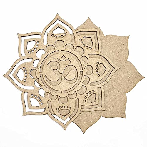 Image of Adikala MDF Om & Lotus Cutout Design with Base | Art Decor | Showpieces for Home Decor | Office | Wall Hanging Decoration Items 8.INCH-Set of 12