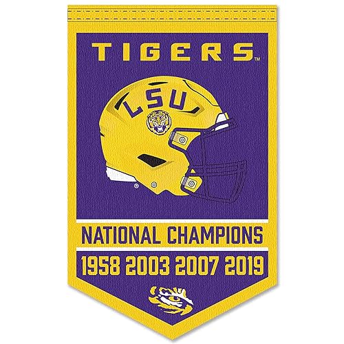 College Flags & Banners Co. Louisiana State LSU Tigers 4 Time 4X Football National Champions Banner