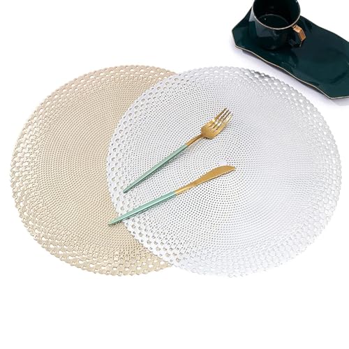 Set de table doré rond de qualité supérieure avec motif ciselé