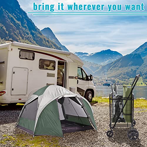 Hiboom 2 Pcs Jumbo Folding Shopping Cart With Rolling Wheels, Foldable Grocery Cart On Wheels, Heavy Duty Utility Cart, Shopping Carts For Groceries Laundry Book Luggage Travel #TOP5