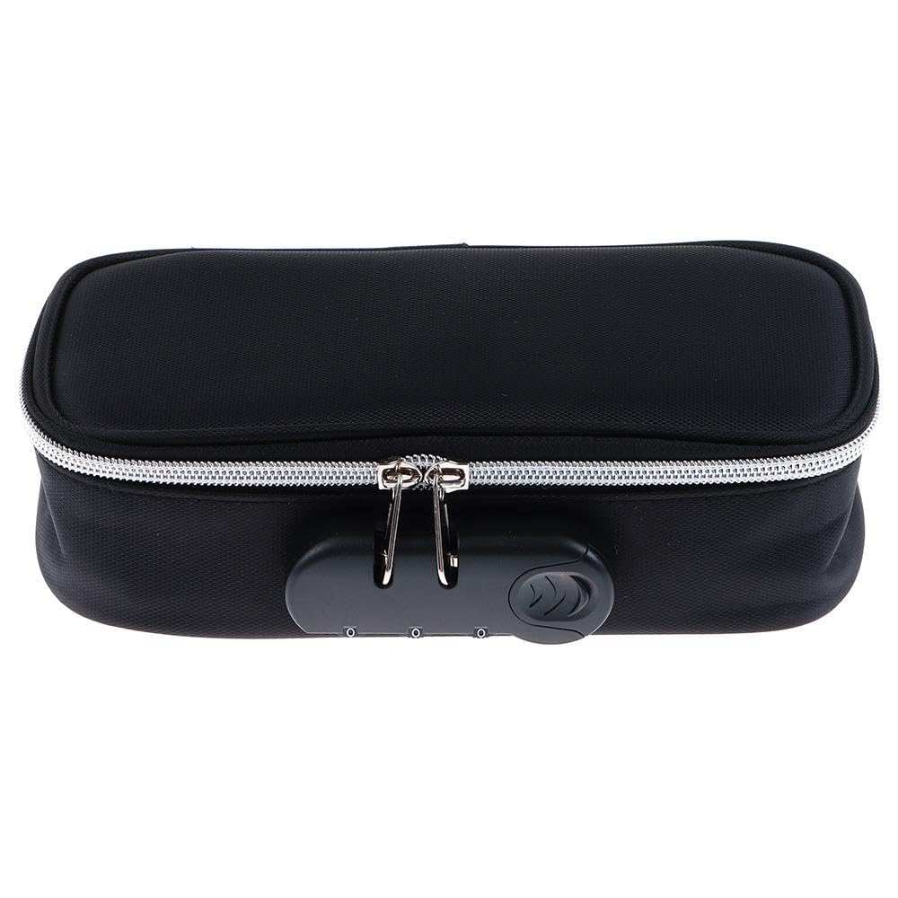 Risedot Pen Pouch with Big Capacity, Password Lock Pen Box, Expanding Pencil Case Holder, Black, 21.5cm x 9.5cm x 6.5cm