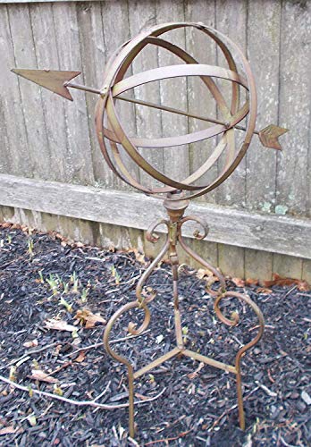 Large Metal Garden Sphere with Arrow and Stand - Thumbnail 2