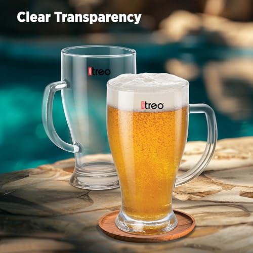Image of Treo By Milton Embassy Beer Mug I Glasses for Beer, Juice, Mocktail | Scratch Resistant & Easy to Clean | Dishwasher Safe Mug | Transparent | Set of 6, 280 ml Each