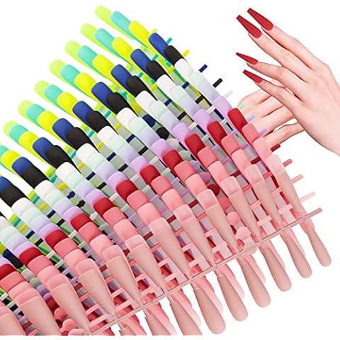 336pcs Matte Long Coffin Press on Nails 14 Colours Full Cover Ballerina False Nails Fake Nails Artificial Fingernails Nail Tips Manicure Decor Cover