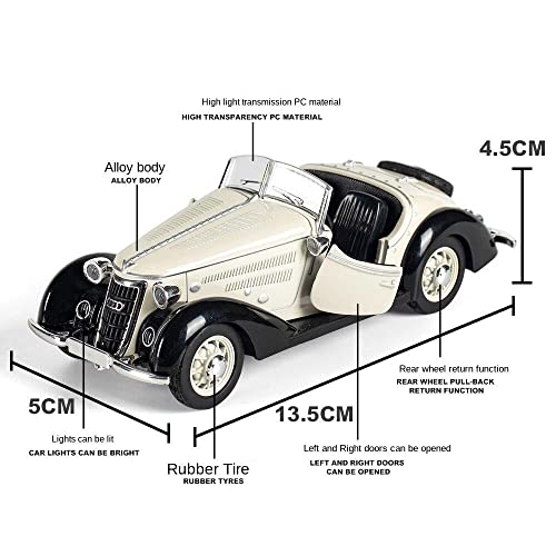 Image of DEOXY 1:32 Scale Die-Cast Audi Vintage Car Metal Pullback Car Toy with Friction Powered, Lights, and Sounds for Boys Gift