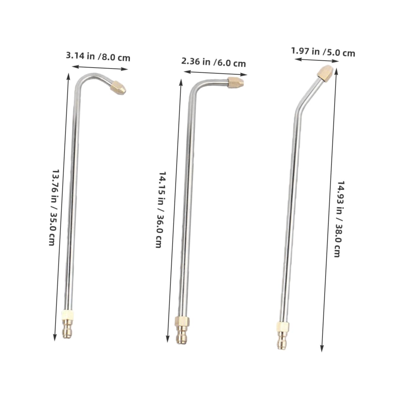 Balacoo 3-piece Stainless Steel Pressure Washer Extension Wand 90° Angle Nozzle Long Pressure Washer Wand Nozzle Replacement