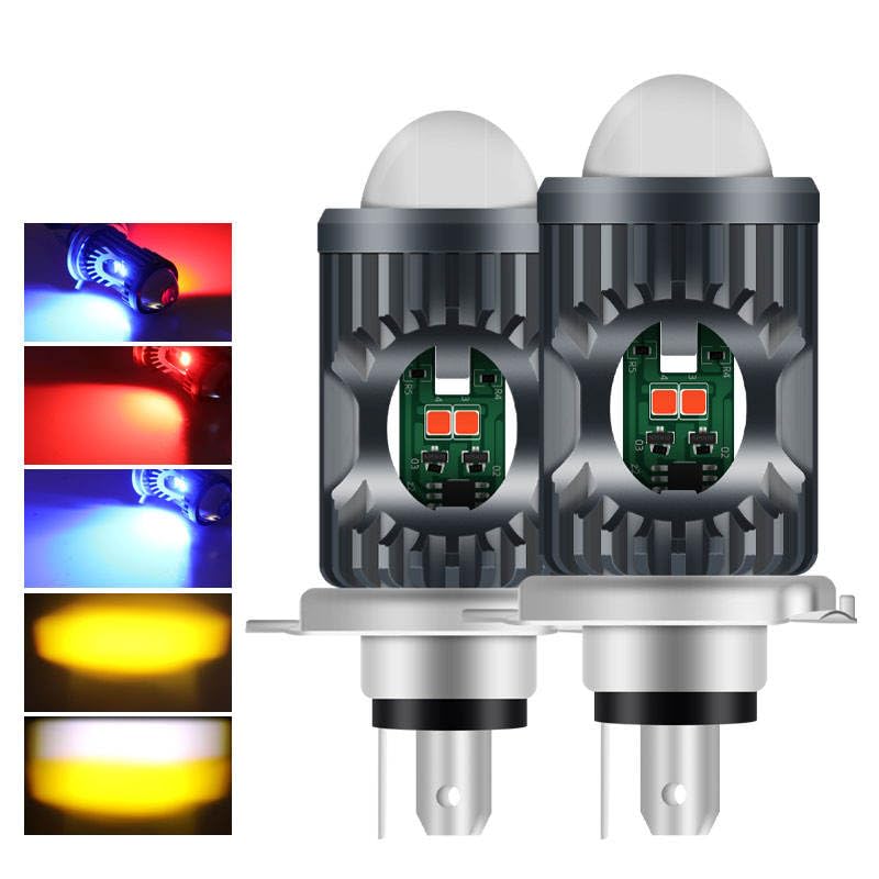 Image of LIU HJG H4 LED Headlight Bulb 20W Waterproof Police Style Multi Color Light for Bikes & Cars, High Brightness White Yellow Red Blue Universal (1 piece)