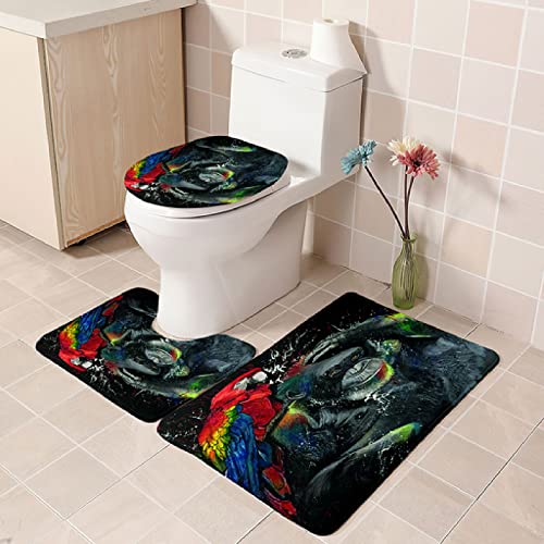 Badematten Set 3 teilig,Toilettenmatte Set,3er Badgarnitur Badezimmer Matte Set Dusch Bade Matte Vorleger Teppich 3D…