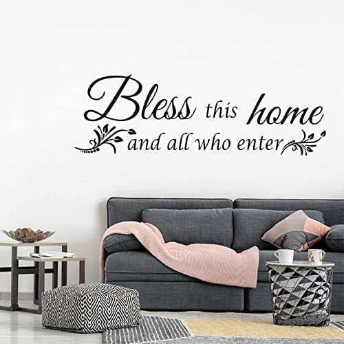 Wall Stickers - Quote Wall Decorations Stickers - Bless This Home Wall Decor - Vinyl Family Wall Decal Living Room Decor for Home Art Decorations Kitchen Dining Room Bar Restaurant