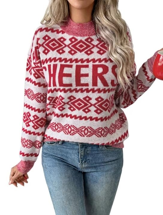 Cheers Christmas Round Neck Long Sleeve Sweater