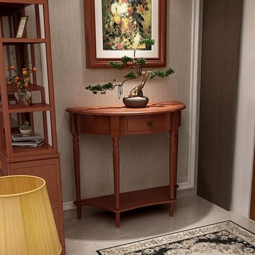 Madera pasillo estilo medieval consolas, sala de estar decorativo recibidor mesa, Interior recibidor entrada consola mesa, rústico estilo vestíbulo consola mueble.(Reddish brown,80*33*80cm)