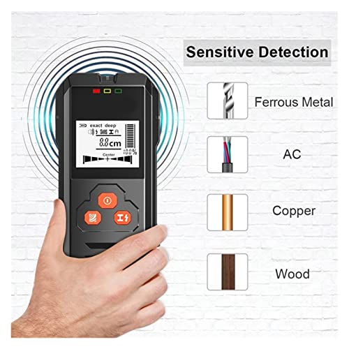 Metaaldetector Metaaldetector Backlit Zwart Airco Houtdetector Kabel Draad Diepte Tracker Wall Scanner LCD HD Weergave zoemer Voor volwassen kind (Color : Black, Size : With Battery) - Image 4