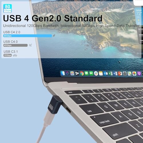 Image of ETZIN USB C 90 Degree Adapter [80Gbps /240W PD /8K@60Hz] Up & Down Angled 90 Degree USB C Adapter Type C Extender Support Thunderbolt 5 /4 for Steam Deck, Switch EPL-1602CC