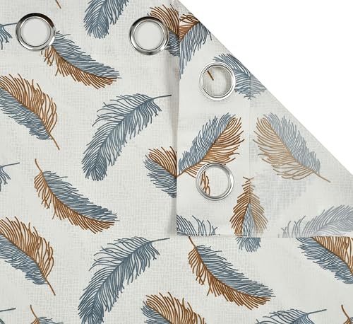 Image of Yarnis Feather Printed Light-Filtering Curtains 5 Feet Long for Window Living Room, Grey, Parda, 1 Piece