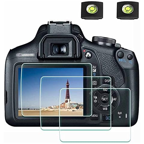ULBTER Rebel T7 T6 Screen Protector for Canon EOS Rebel T7 T6 T5 DSLR Camera & Hot Shoe Cover, [2+3Pack] 0.3mm 9H Hardness Tempered Glass Flim Anti-Scrach Anti-Fingerprint Anti-Bubble Cover