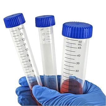 Centrifuge Tubes 15mL/50mL, Sterile Conical Test Tube, Polypropylene Leak-Proof Screw Caps, Plastic Container, Black Graduated White Write Marks, Non-pyrogenic DNase/RNase Free Human DNA-Free