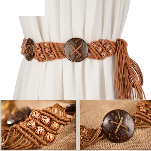 Women's Wax Beads Fashion Woven Belt Woven Rope Braided Waistband Feminine Dress Decoration Belt4