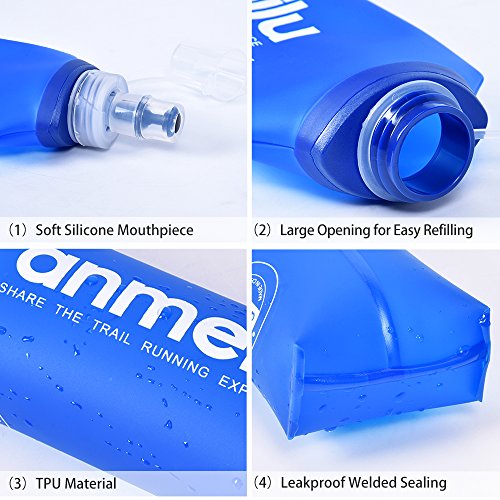 Andoer Garrafa de água de hidratação de 250ml / 500ml TPU para esportes ao ar livre para água