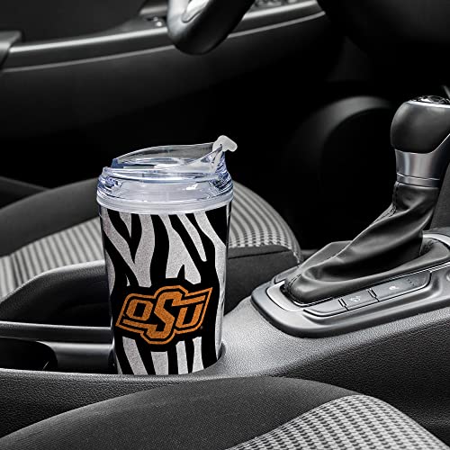 Image of Rico Industries NCAA Glitter 24oz Acrylic Glitter Tumbler with Hinged Lid, Officially Licensed Double Wall Tumbler with Straw