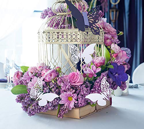 QH-Shop Schmetterling Tischkarten Platzkarte Namenskarte Cup-Karten wandsticker mit Hohl-Muster in Den Flügeln für Hochzeit Geburtstage Taufe Party Tischdeko 100 Stücke weiß