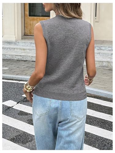 MakeMeChic Women's Bow Sweater Vest Crew Neck Sleeveless Y2k Preppy Pullover Knit Tank Tops3