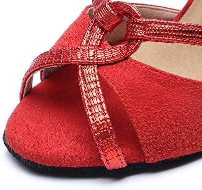 Goettin Professional Latin Dance Shoes Satin Salsa Dancer Shoes Ballroom Tango Dancing Shoes for Women with 3.5" Heel by FBA (US8) Red | Image 6
