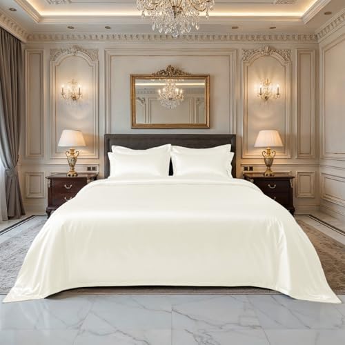 Image of 100% Pure Bamboo Fitted Sheet for King Size Bed - Silky Soft, Breathable & Skin-Safe, Oeko-Tex Certified Premium Bedding, Full Elastic Deep Pocket Bedsheet for Aesthetic Home Decor (King /Ivory)