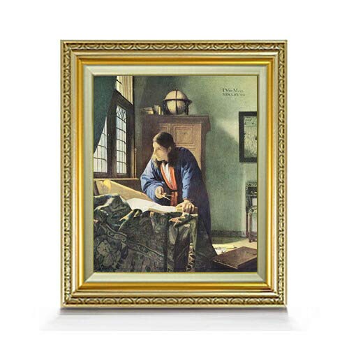 Amazon.co.jp: フェルメール 地理学者 F8 油絵直筆仕上げ｜ 絵画 8号 