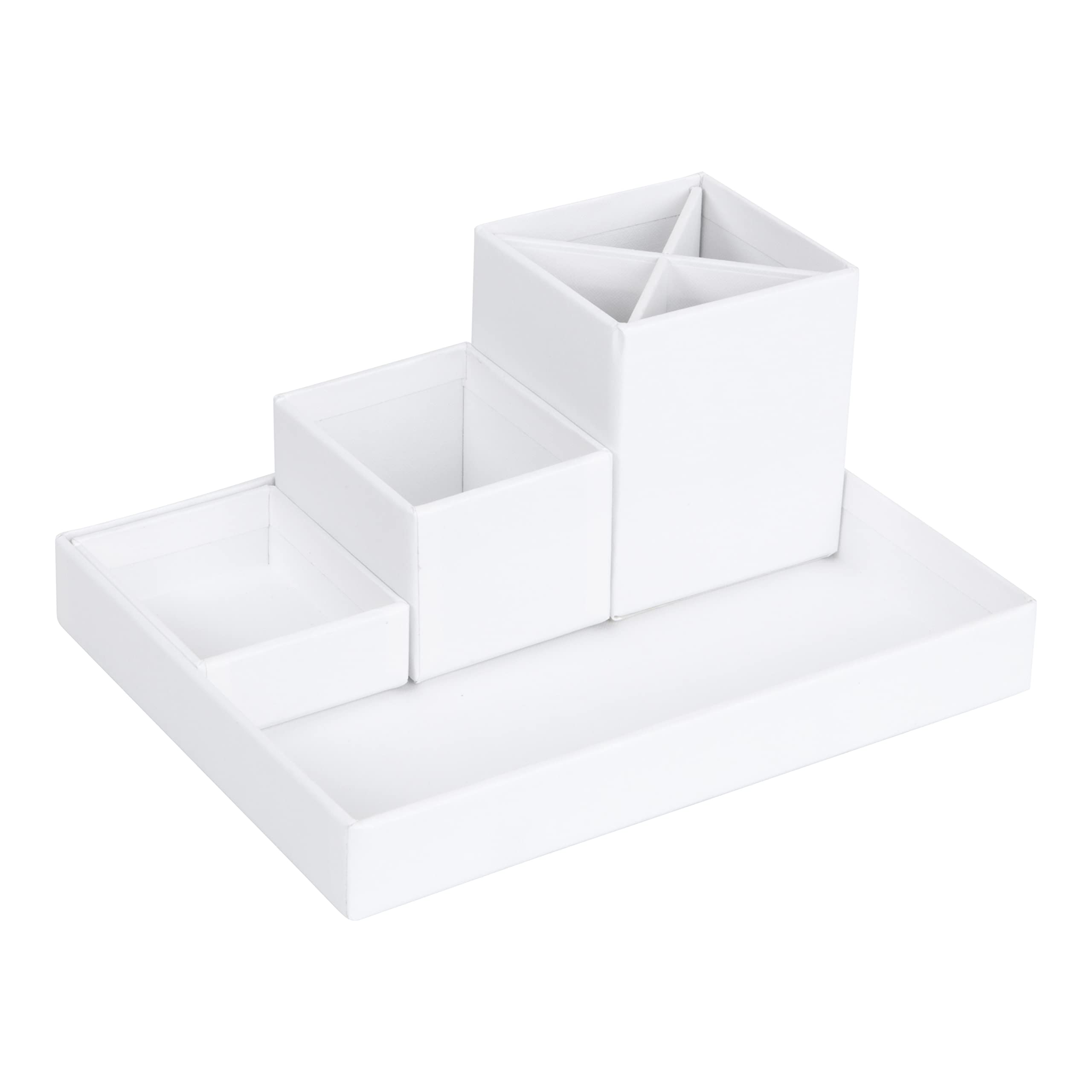 Bigso Box of Sweden Desk Storage Organiser for Stationery, Pen Holder with 4 Compartments for Various Office Items
