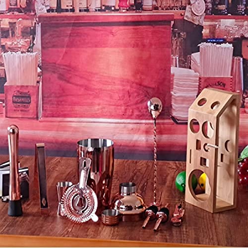 KRASS Bartender Set Kit Coctelera Dorada con Soporte Bamboo miniatura 6