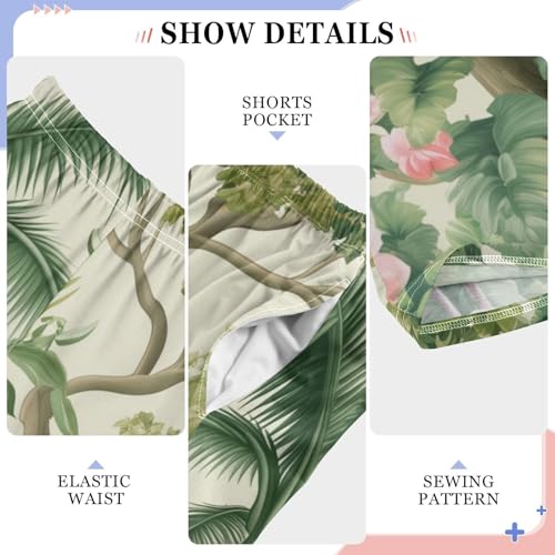 Flamingo Parrot Bird Boys Long Pants Soft Trousers Elastic Waist Kids Lounge Bottoms with Pockets S-XL4