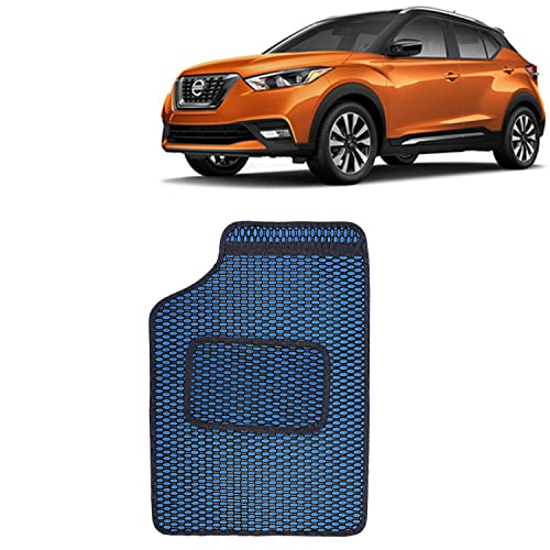 Image of Kingsway Dotted Design Car Floor Foot Mats Universal Fit for Nissan Kicks, Model Year : 2018 Onwards, Water and Dustproof, Color Blue, Set of 5 Pieces