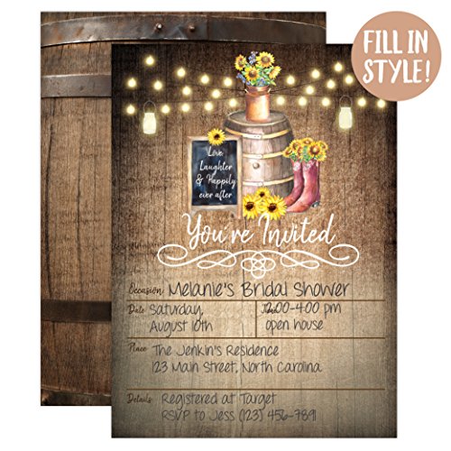 Country Rustic Sunflower Invitations, Rustic Elegant Invites For Wedding Rehearsal Dinner, Bridal Shower, Engagement, Birthday, Bachelorette Party, Baby Shower, Reception, Anniversary, Housewarming #TOP4