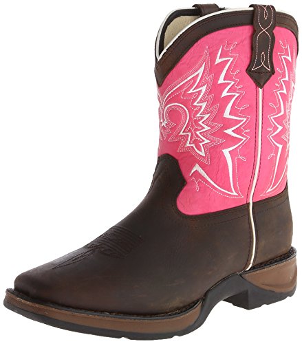 Durango Unisex DWBT094 Western Boot Brown/Pink 5 M US Big Kid