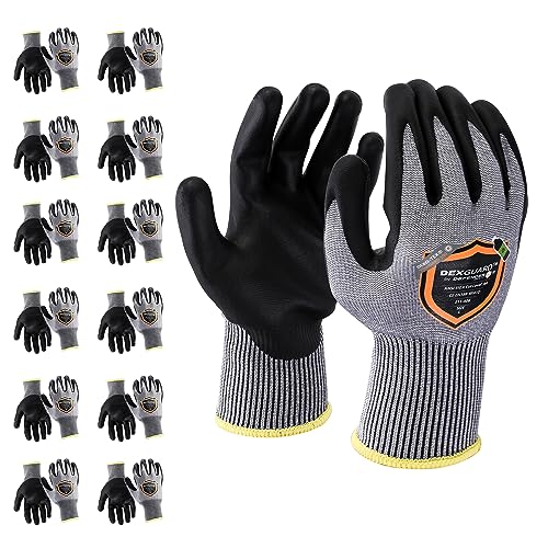 Defender Safety DEXGUARDâ„¢ ANSI A4 Cut Resistant Work Gloves, Level 4 Abrasion, Nitrile Coating, 12 Pair, M