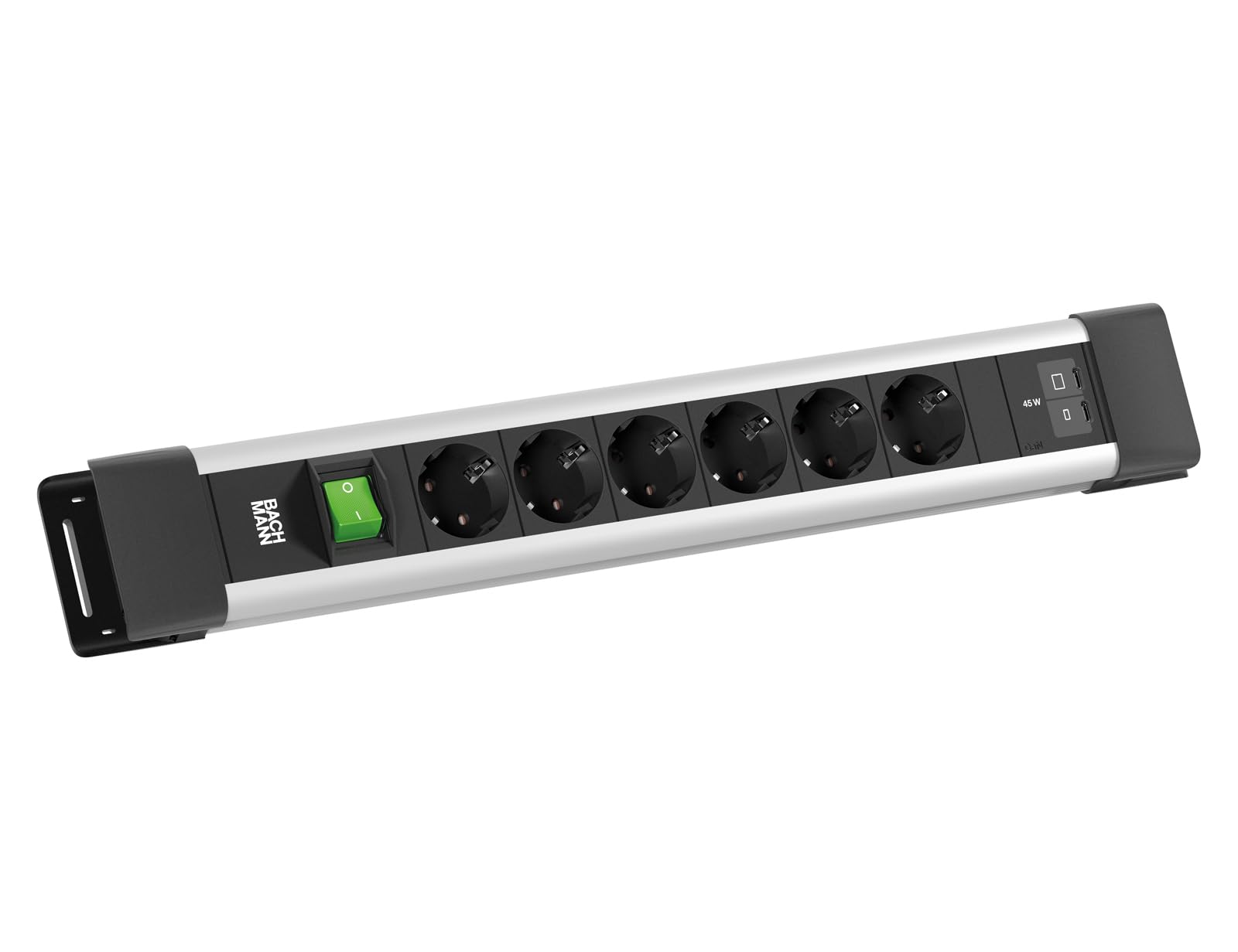 Bachmann CONNECTUS 6 x CEE7/3 1 x interruttore, 1 x USB C/C 45 W L = 2,0 m CEE7/7, grigio