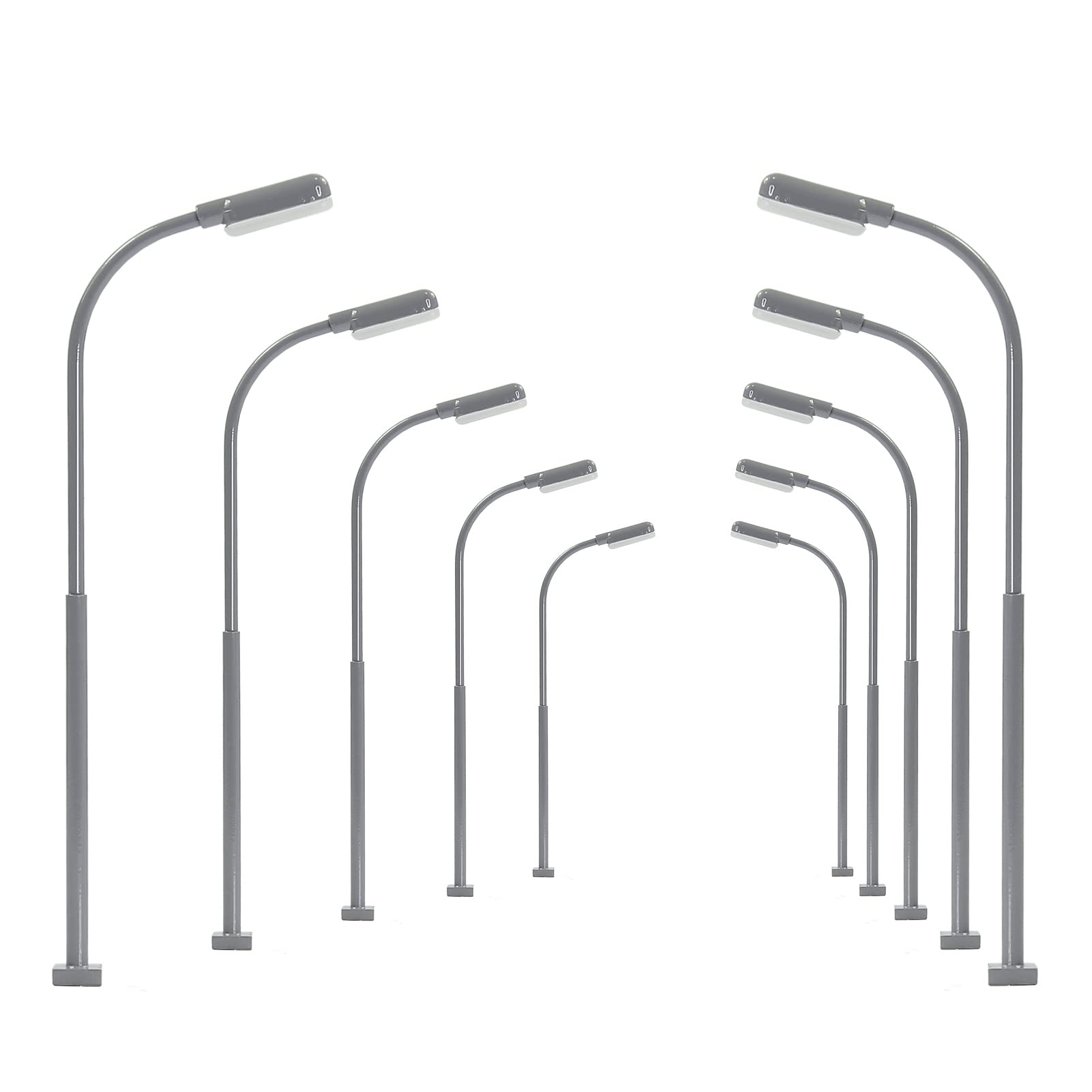 Evemodel 5pcs Model Trains HO/TT/N Gauge 1:87 Metal Lamp Street Light LEDs Park Garden (Warm White, N)