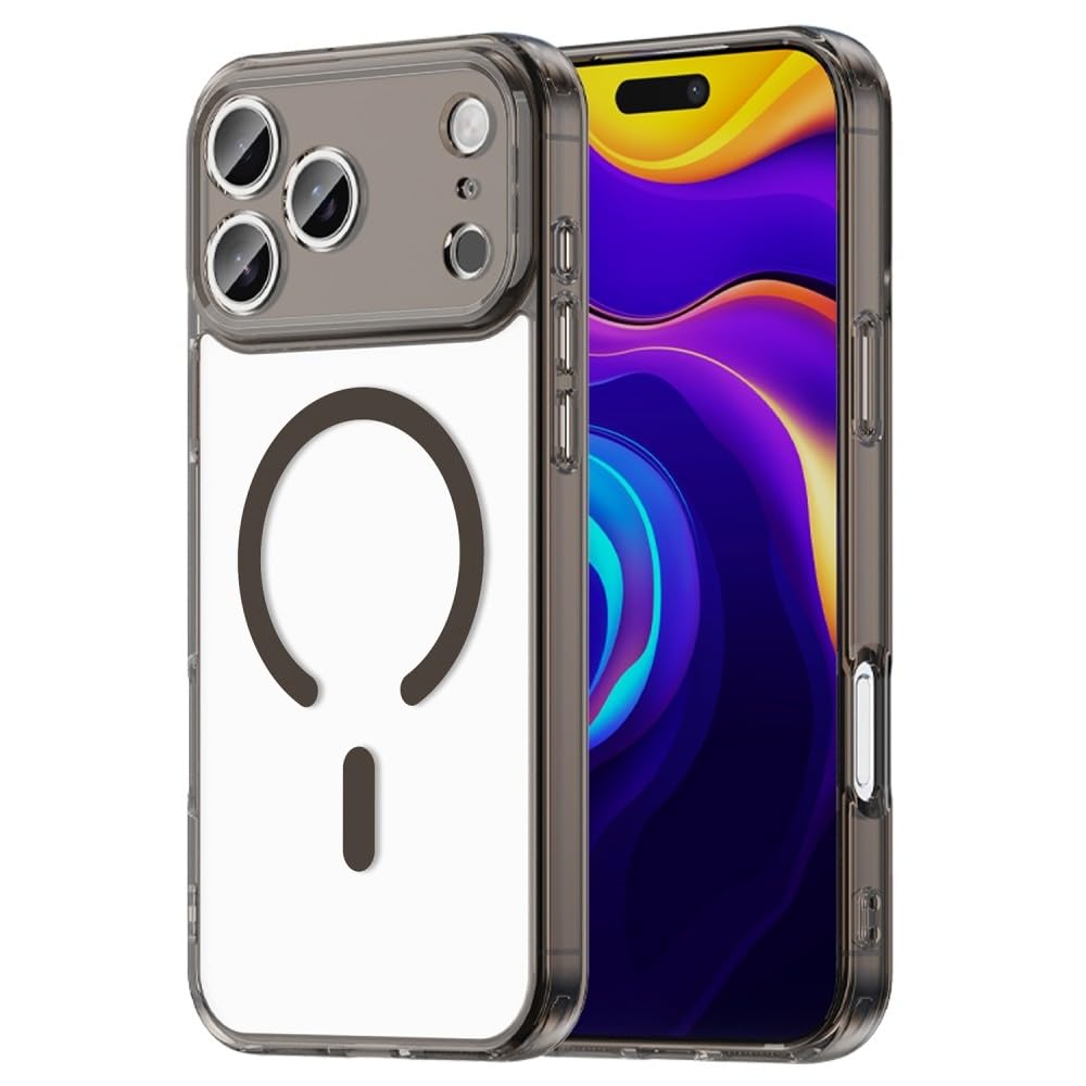 Generic Funda compatible con iPhone 15 Pro (color: negro transparente) funda magnética a prueba de golpes cubierta de silicona transparente