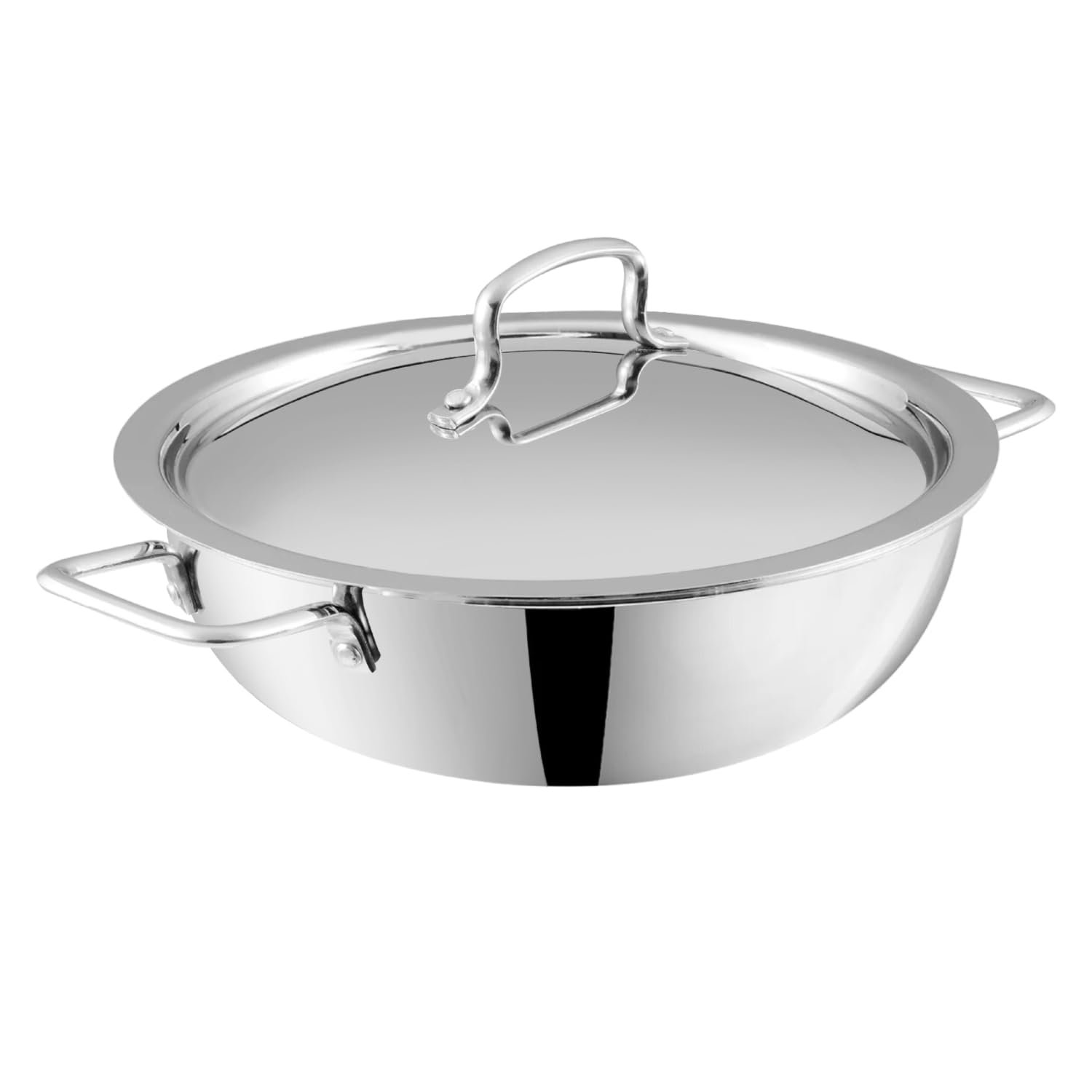 Vinod Platinum Triply Stainless Steel Kadai | Suitable For Indian Cooking, Sauces, Stews, Soups | Extra Deep, Induction, Electric Friendly (30cm)